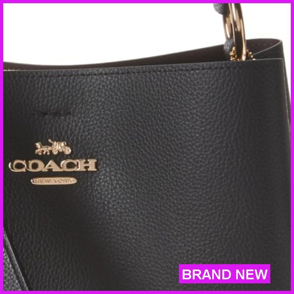 Leather Crossbody Bucket Bag Elegant Minimal Chic Versatile Wear Adjustable - Picture 5 of 7